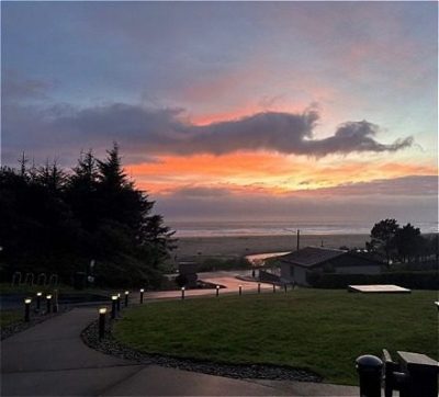 View of the beach at sunset